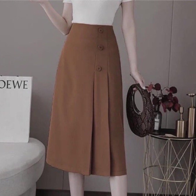 Chân váy A công sở dài qua gối chất tuyết mưa phong cách hàn