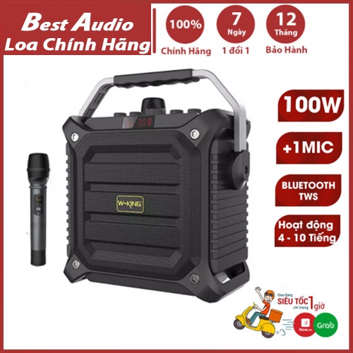 Loa bluetooth W-King K3H 100W loa karaoke bluetooth tặng kèm mic hát karaoke Pin cực lâu công suất lớn 100W- BH 12 tháng