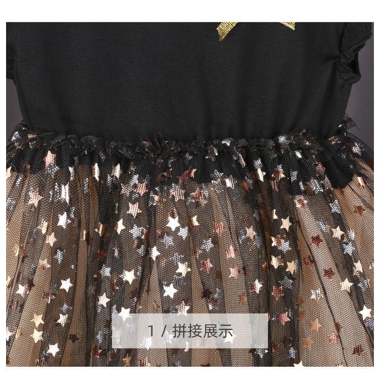 Đầm Công Chúa Chất Liệu cotton Phối Lưới Màu Đen Thời Trang Mùa Xuân Phong Cách Hàn Quốc Cho Bé Gái