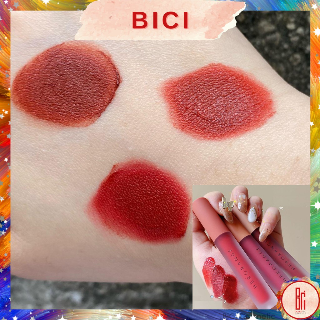 Set 3 Son Kem HERORANGE Fluffy Lip Glaze Nội Địa Trung Chính Hãng