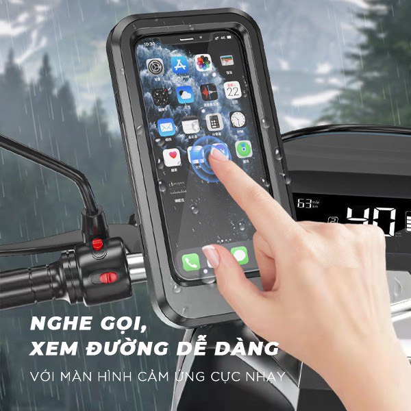 Giá Đỡ Điện Thoại Kẹp Xe Máy, Xe Đạp Điện Xoay 360 Độ, Chống Nước Chuyên Dụng