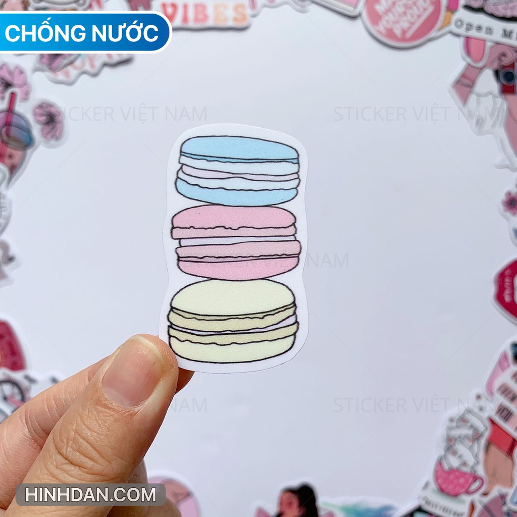 Sticker Dark Pink - hình dán màu hồng chống nước chống nắng dán trang trí nón bảo hiểm đàn guitar laptop vali