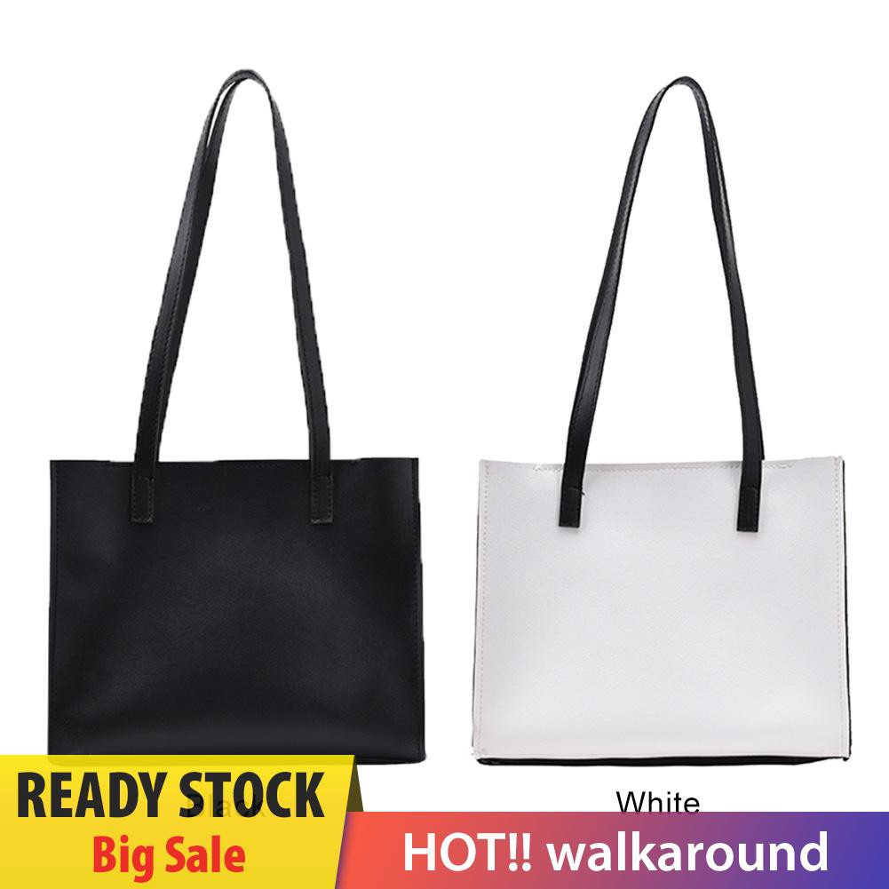 Walk Simple Female PU Leather Commuter Tote Big Capacity Shoulder Top-handle Bag