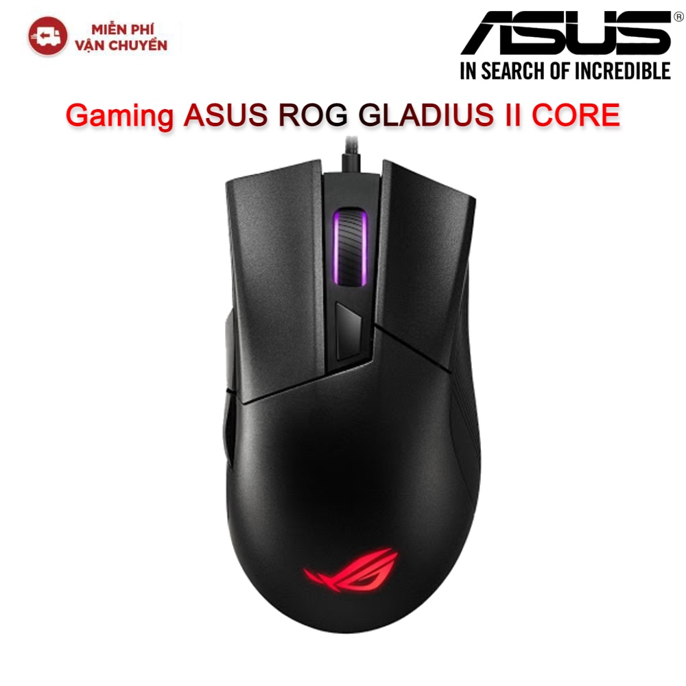 Chuột Quang Chơi Game Asus ROG Gladius II Core Gọn Nhẹ, dpi 6200, RGB Aura Sync