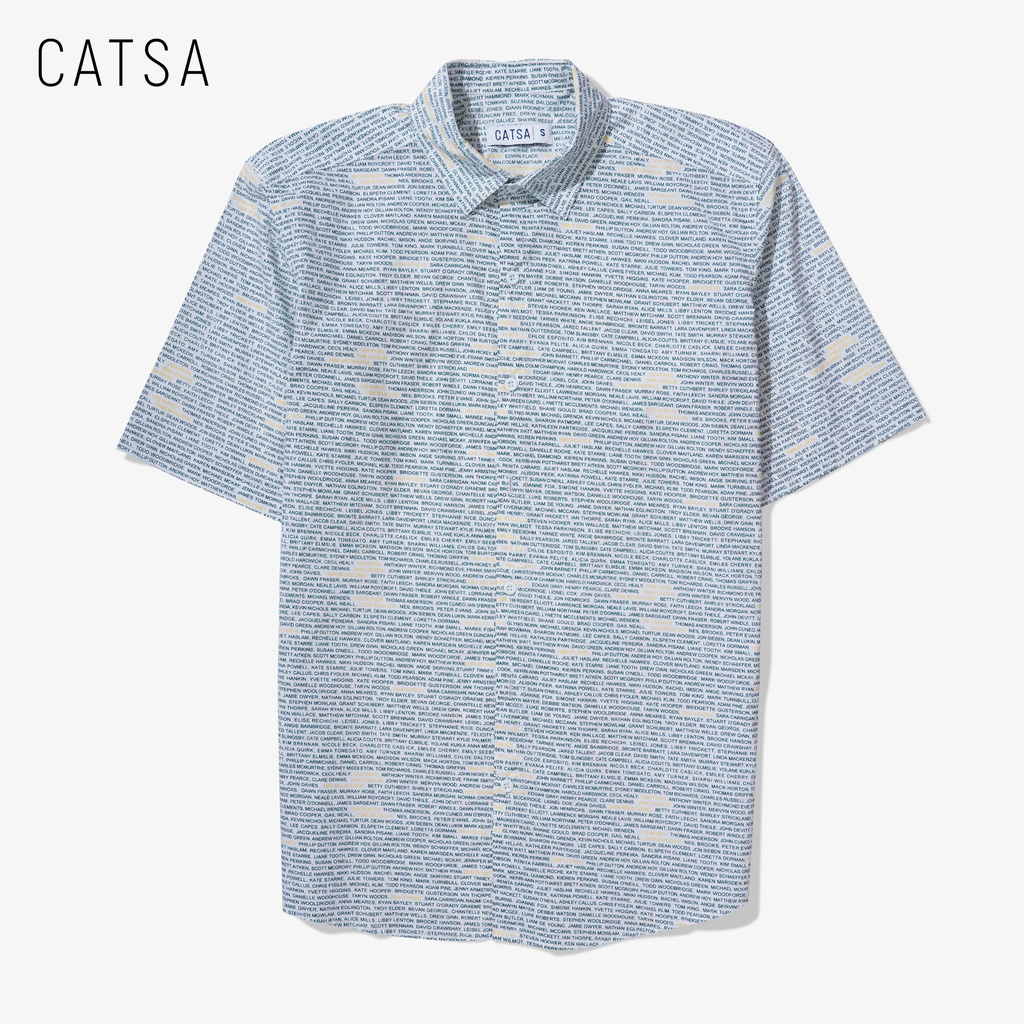 CATSA Áo sơ mi trắng in chữ ASN144