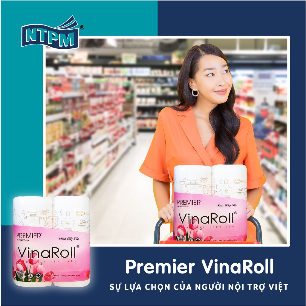 BMBAU50 giảm đến 50K đơn 99K] Khăn giấy bếp PREMIER VinaRoll 2 cuộn/gói - Combo 3 gói