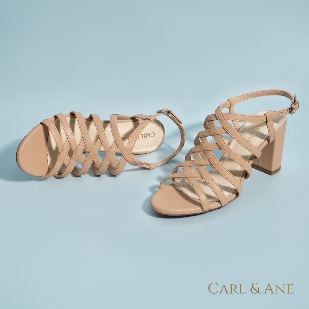 Carl & Ane - Sandal cao gót nữ kiểu dáng chiến binh thời trang màu kem _ CS001