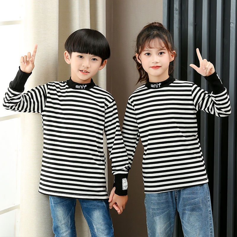 Áo Thun Tay Dài Kẻ Sọc Thời Trang Thu Đông Cho Bé
