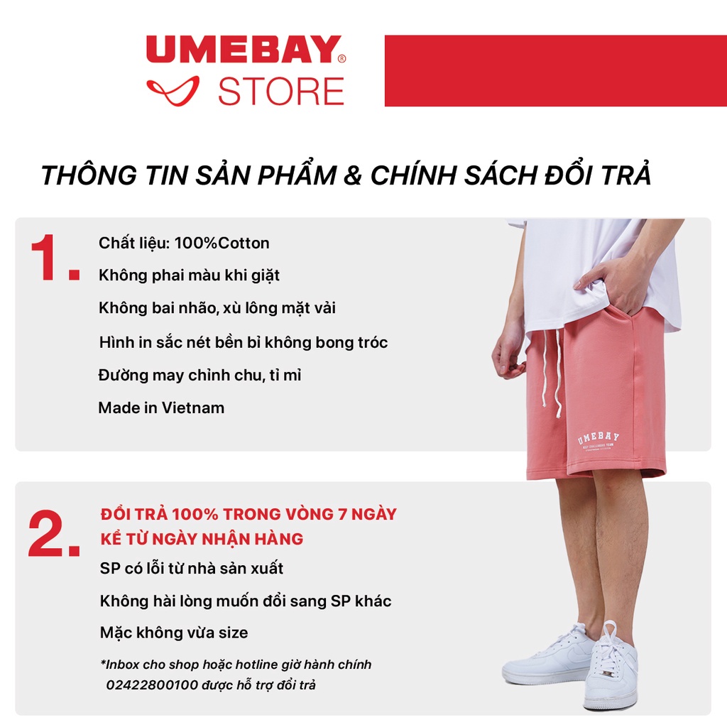 [Mã BMLT35 giảm đến 35K đơn 99K] Quần short đùi unisex in Umebay, sooc nam nữ thể thao oversize Hàn Quốc Ulzzang UMS32UM