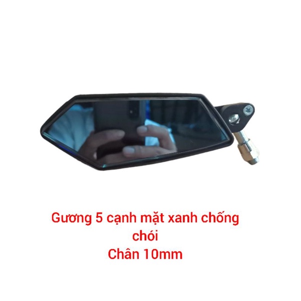 Gương chiếu hậu xe máy 5 cạnh mặt xanh chống chói thời trang. Kính hậu siêu nhân lắp các dòng xe dream wave ju si...