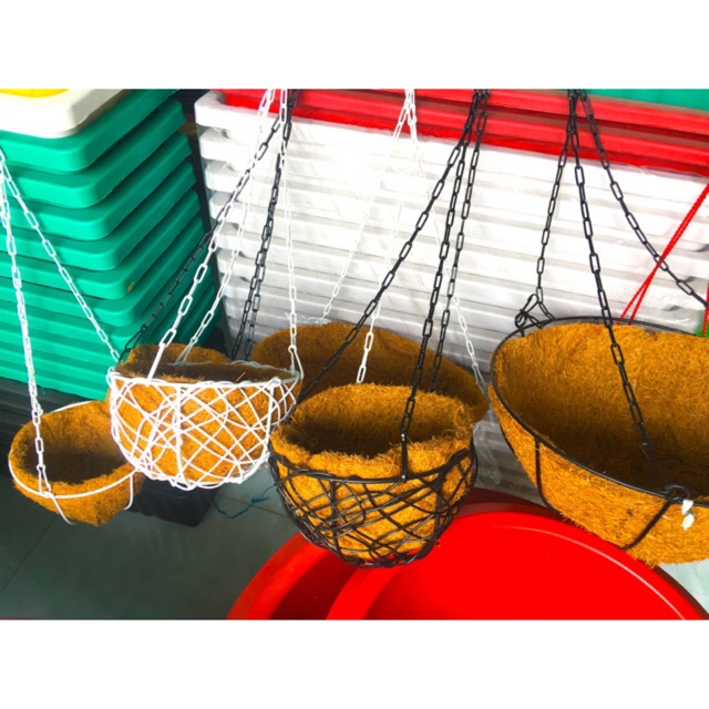 Chậu Treo Xơ Dừa Khung Sắt Đặc - Trồng Cây treo Fi30 - Coconut Fiber Hanging Pots (30x30)