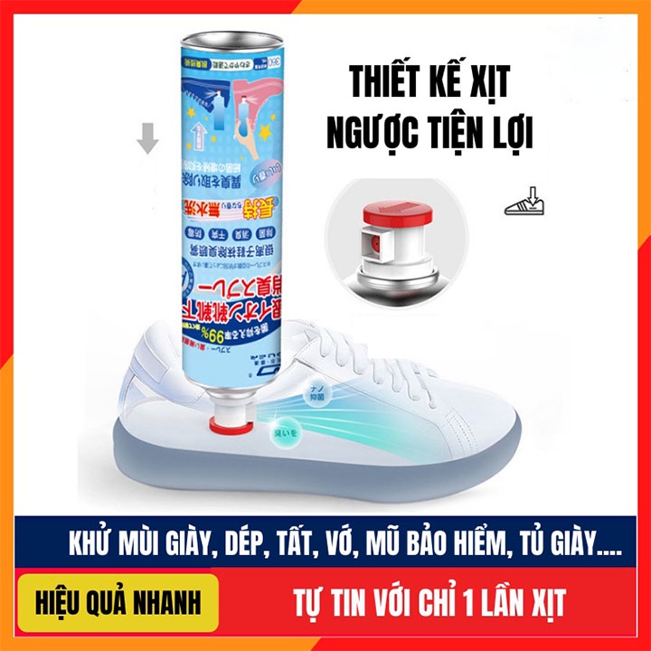 Chai xịt hôi chân Nhật bình sịt hôi chân khử mùi giày công nghệ Nano Bạc mùi dịu nhẹ 260ml đánh bay mùi hôi dép chân tủ