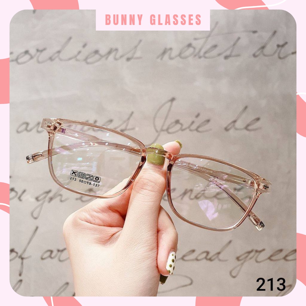 Gọng kính cận vuông nam nữ Kinhmatbunny29x chất liệu nhựa dẻo phụ kiện thời trang 213