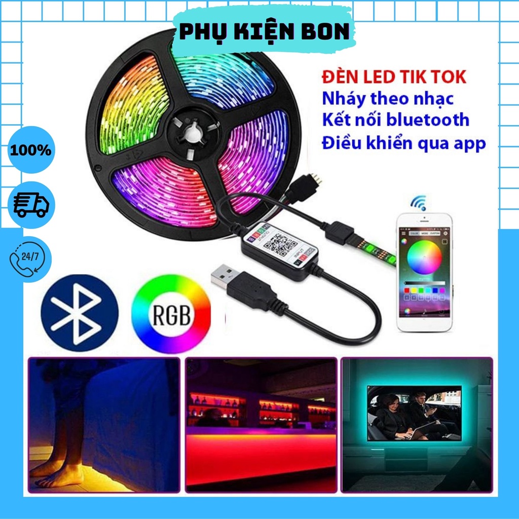 Đèn Led Tiktok - Quay Tiktok 5M Mix Đổi Màu 5050RGB Quay Video Cuốn Hút Triệu View TrangTrí Phòng Ngủ Bàn Làm Việc