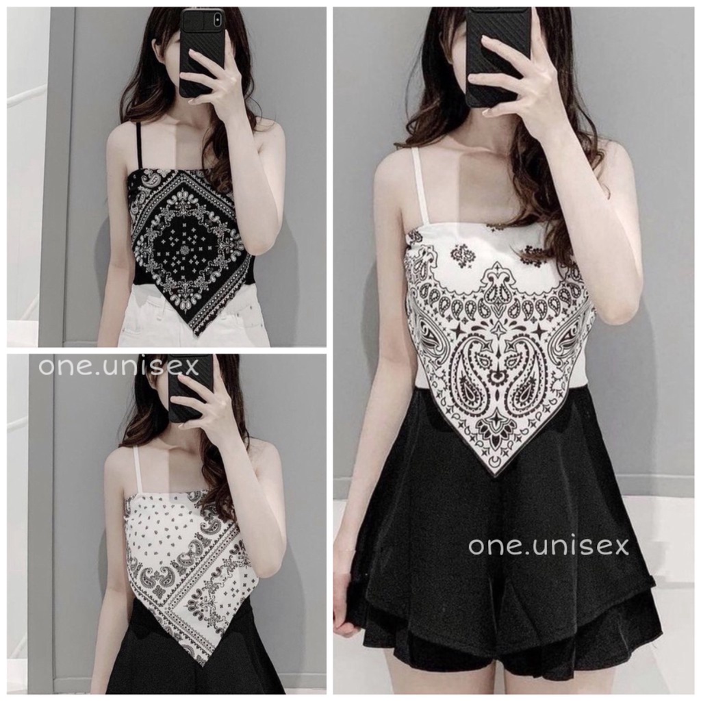 Áo Hai Dây Yếm Nữ - Thun 2S Họa Tiết Thổ Cẩm Chất Thun Gân Siêu Hot