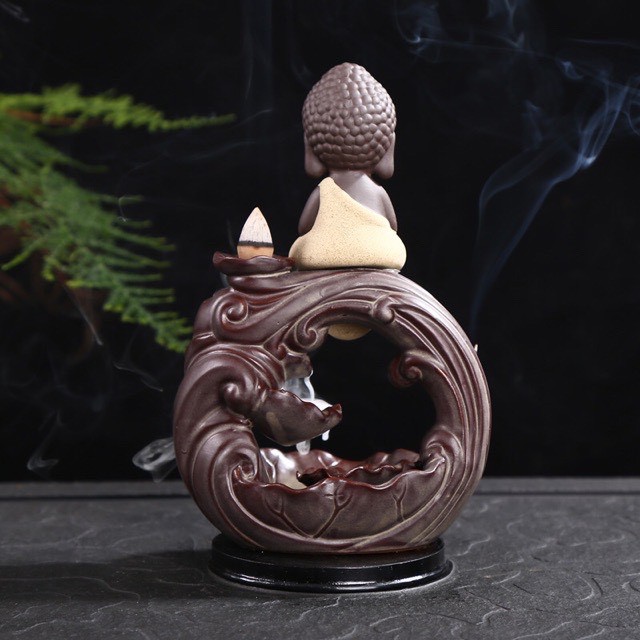 Thác khói trầm hương tặng 3 nụ trầm thác phật thích ca tọa thiền đài sen