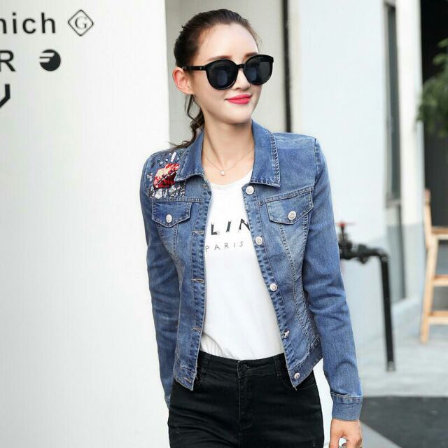 Áo jean nữ cao cấp gắn kim sa sang chảnh QCNP411