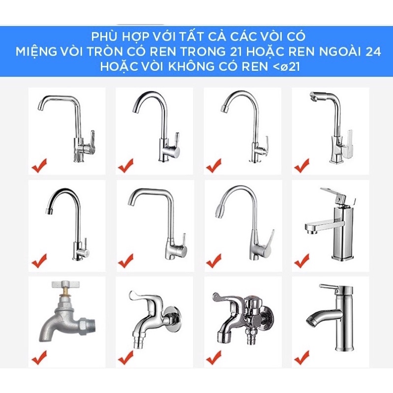 Đầu vòi rửa bát chén tăng áp LỌC KHỬ CẶN  điều hướng xoay 360 độ