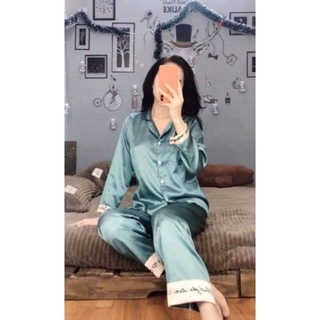 Bộ ngủ nữ pijama lụa dài tay siêu cute
