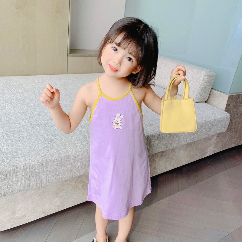 Lyvyshop - (Cotton SG chính phẩm) Đầm hai dây bé gái mùa hè siêu mát bé từ 09-26kg