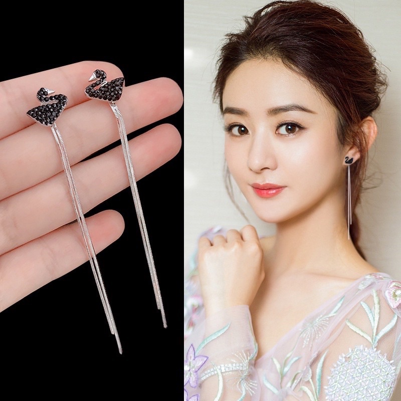 Tổng hợp các mẫu khuyên tai hình thiên nga đính đá nhỏ sang trọng mã 01 (ảnh thật )