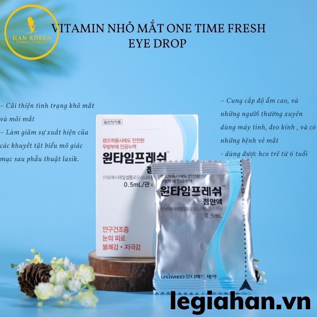 VITAMIN TƯƠI NHỎ MẮT Onetime Fresh 30 tép , bảo vệ mắt, chống khô mắt, mỏi mắt, mờ mắt HÂN KOREA