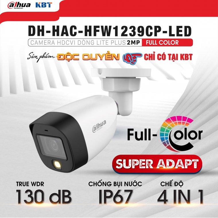 Camera HDCVI CVI/TVI/AHD/Analog 2MP Full Color DAHUA DH-HAC-HFW1239CP-IL-A Tích Hợp Mic, Có Màu Ban Đêm -Chính Hãng