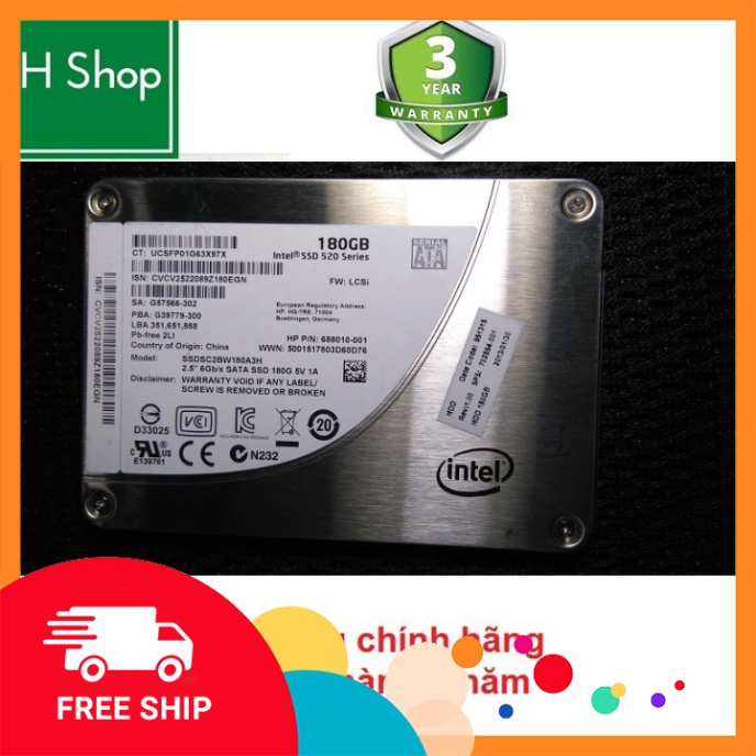 RẺ NHẤT Ổ cứng SSD 180Gb Intel PRO 520 series, hàng tháo máy chính hãng, bảo hành 3 năm RẺ NHẤT