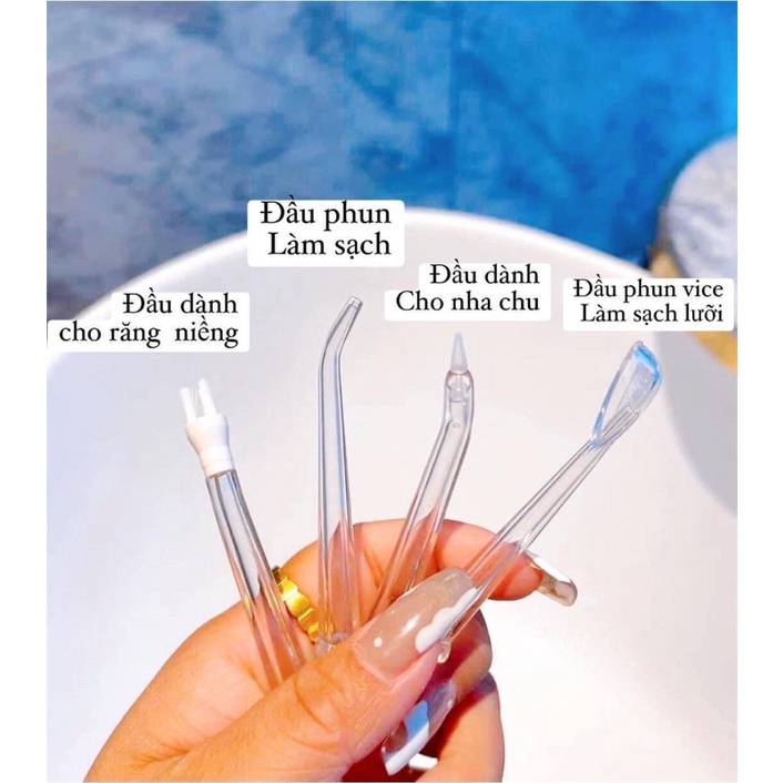 Máy Tăm Nước Optismile Vanlu  Fullbox Phụ Kiện Kèm 4 Đầu Tăm Khác Nhau Cho Mọi Loại Răng