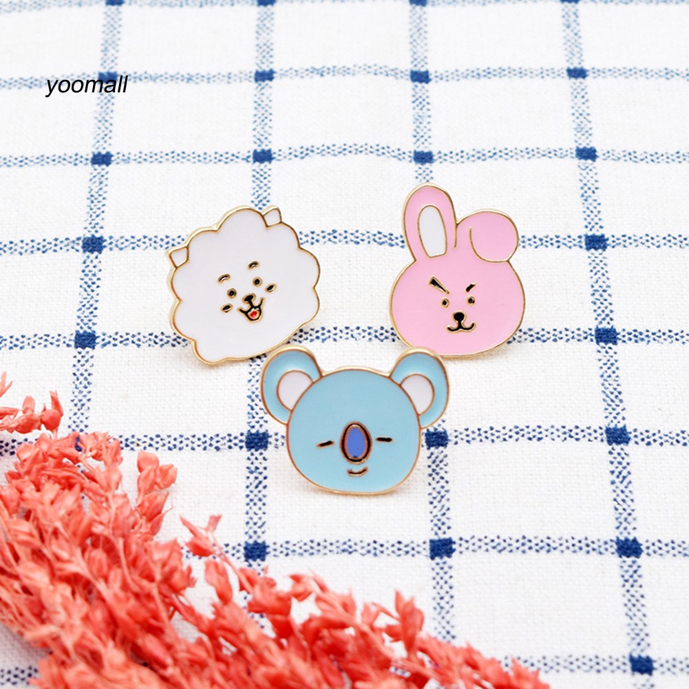 YOML✔1Pc Kpop BTS Cartoon Doll Alloy Badge Brooch Pin T-Shirt Hat Backpack Ornament