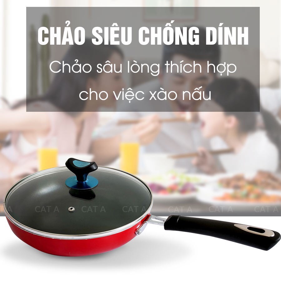 [THANH LÝ] TFFP526-24Chảo chống dính ĐÁY TỪ hợp kim Nhôm có nắp đậy, size 24,size 26, SIÊU NHẸ - SIÊU BỀN