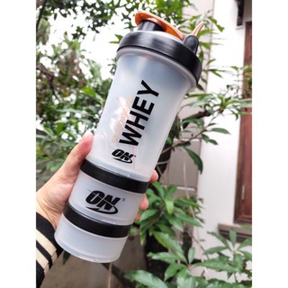 Bình lắc tập Gym bình nước Shake bottle On Gold Standard chính hãng 2 ngăn đen, 3 ngăn trắng.