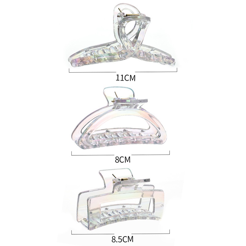 1 Kẹp Tóc Nhựa Màu Laser Gradient Trong Suốt Không Nhăn Hình Cá Mập Dành Cho Nữ