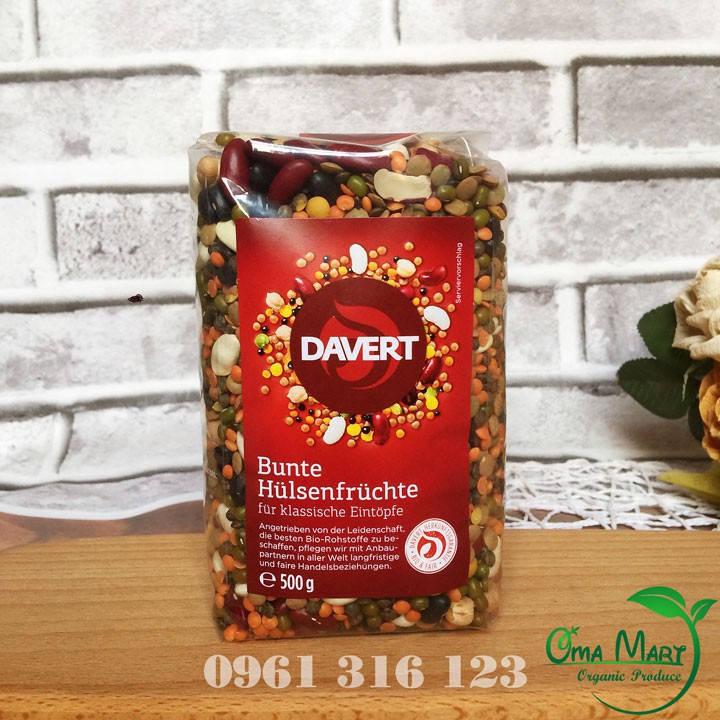 Hạt tổng hợp các loại đậu hữu cơ Davert 500g