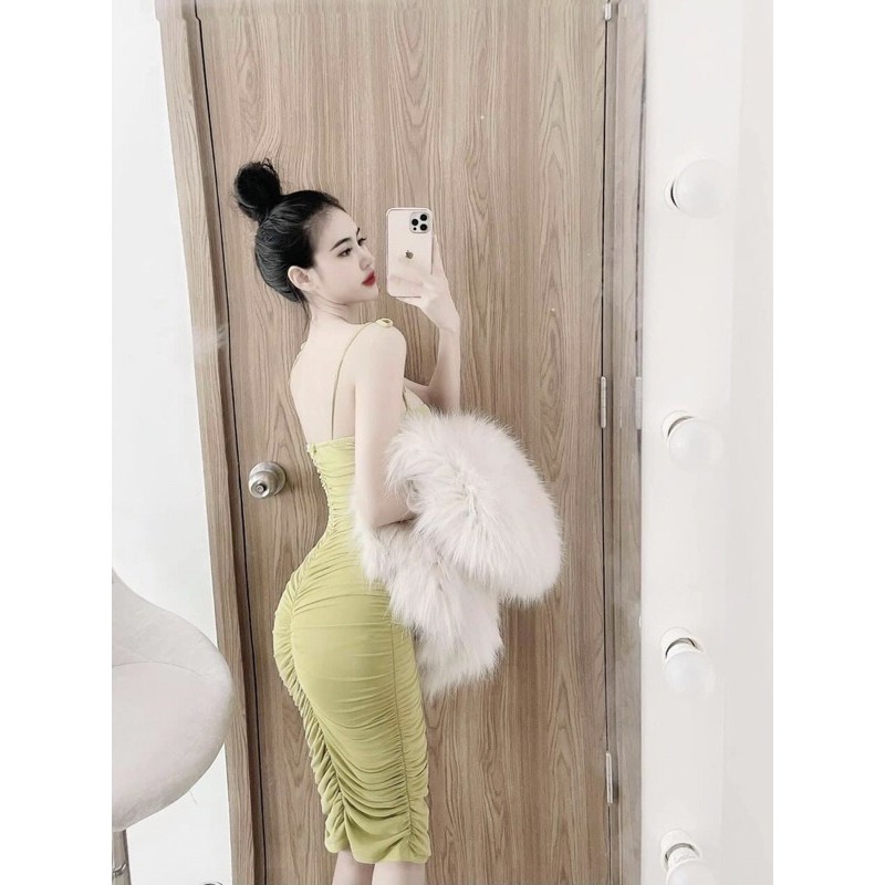 Váy body nhún dáng dài