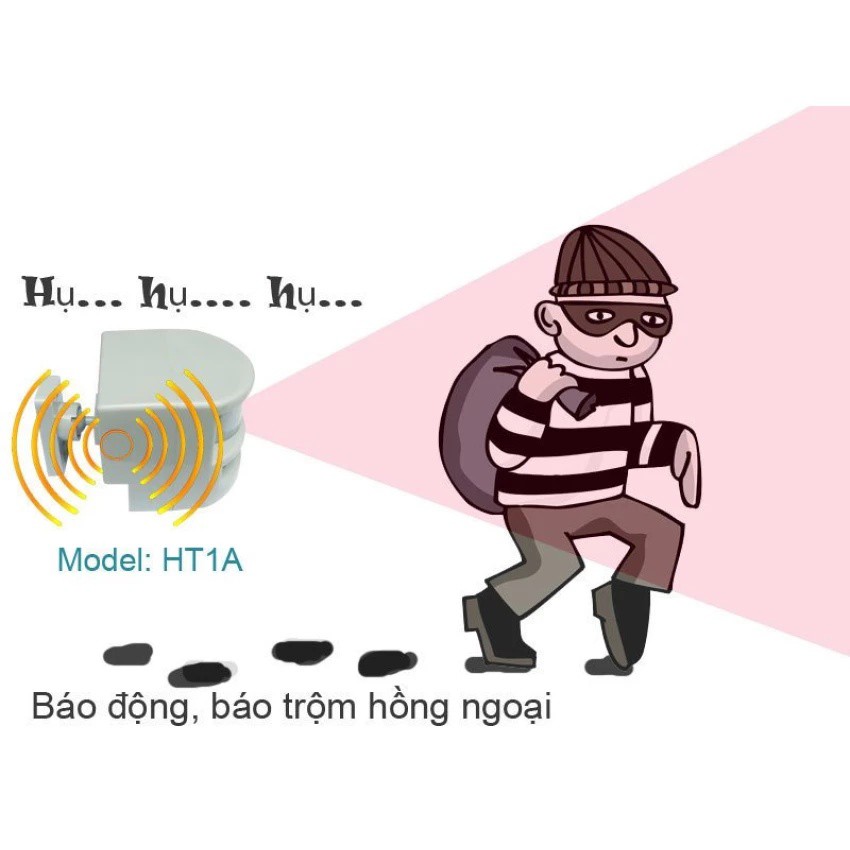 Bộ 2 báo động chống trộm hồng ngoại HT1a (Trắng)