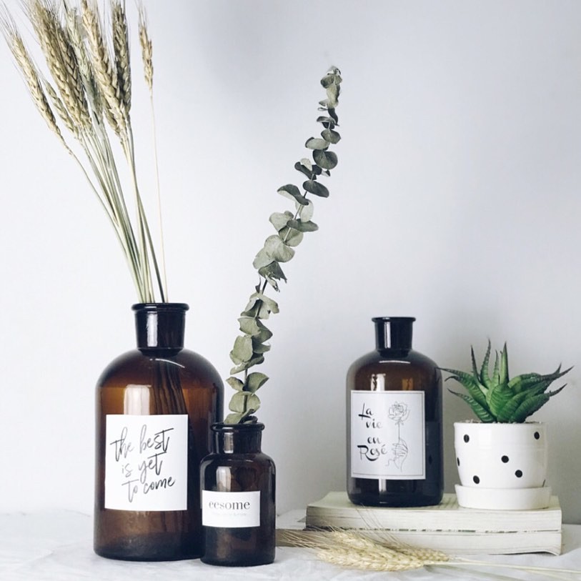 Bình bông lọ hoa thủy tinh Basic NÂU Bắc Âu trang trí nhà cửa, phòng khách có tag riêng