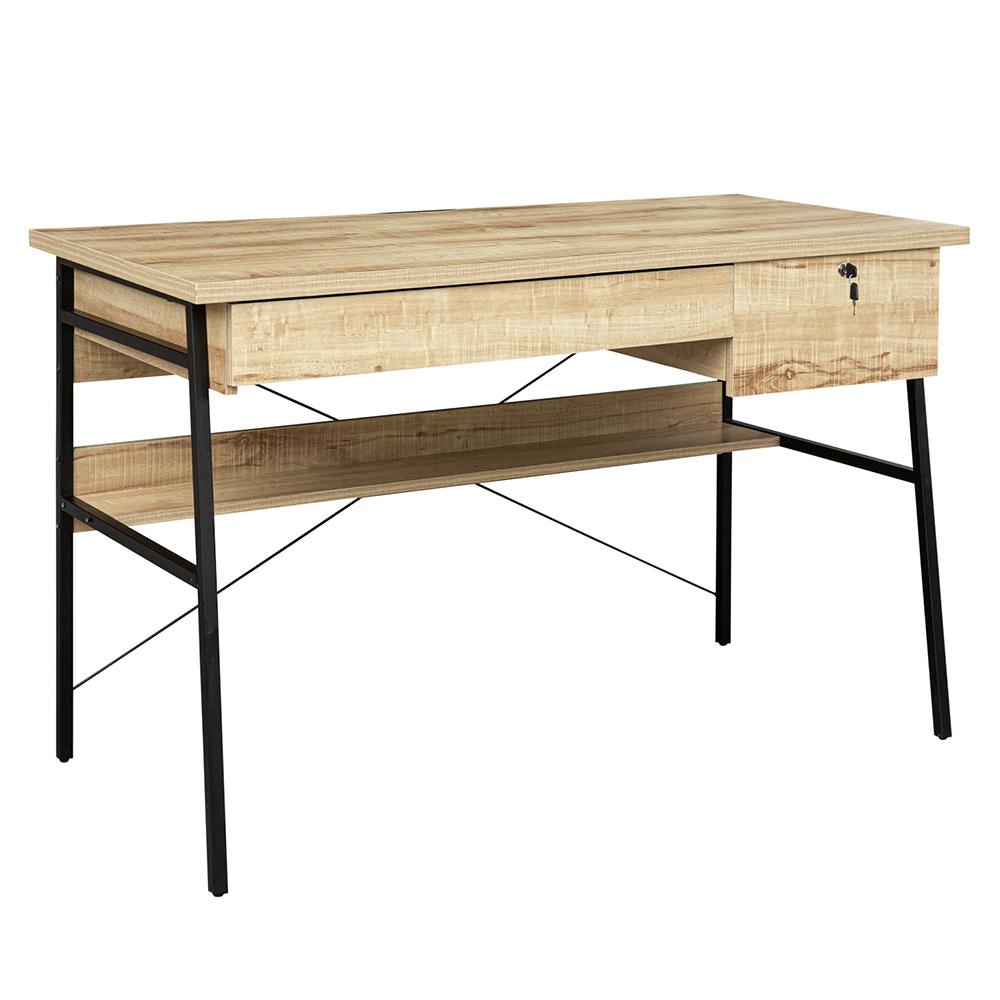 HomeBase FURDINI Bàn làm việc văn phòng bằng MDF khung thép ngăn kéo và tủ LOFT Thái Lan W120xH75xD55cm màu gỗ