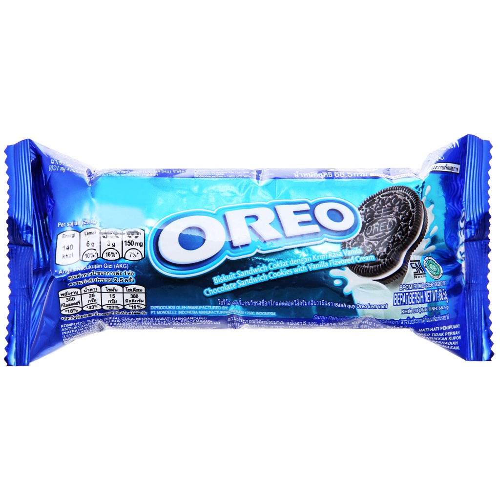 Bánh quy nhân kem vani Oreo gói 66.5g