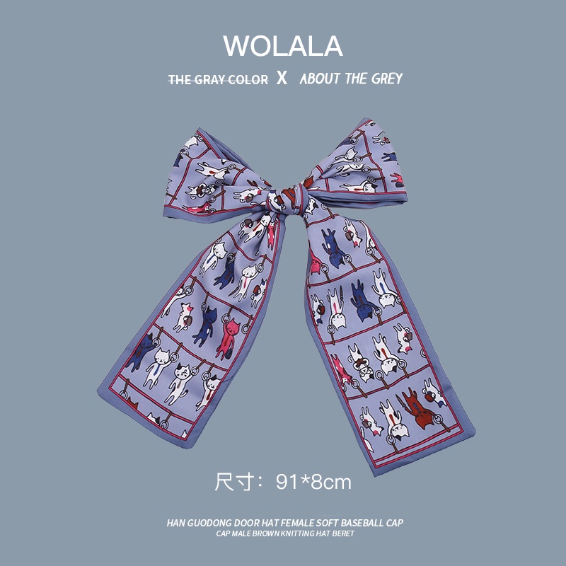 Băng Đô Cài Tóc Dài Bằng Lụa Cao Cấp Màu Xanh Dương