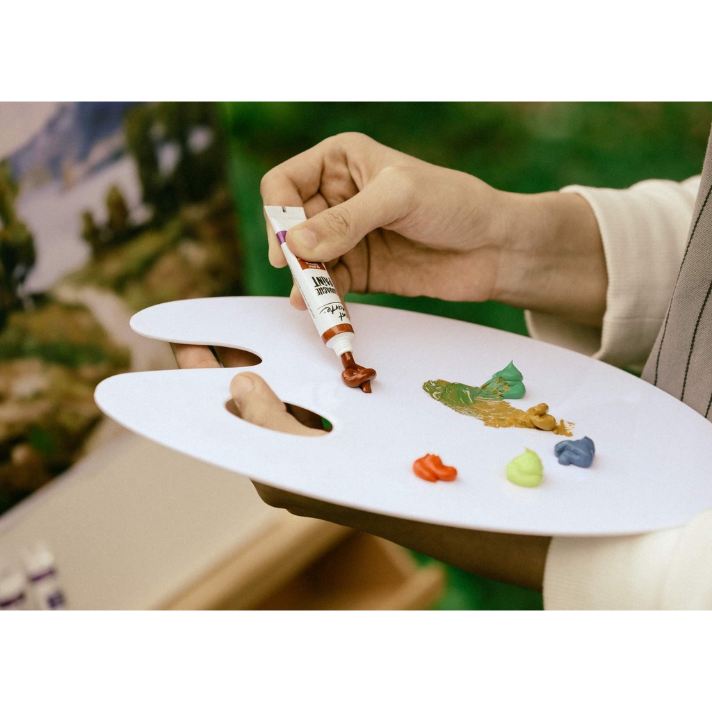 Palette Pha Màu - Khay Pha Màu Phẳng Bằng Nhựa Mont Marte - White  Acrylic Palette