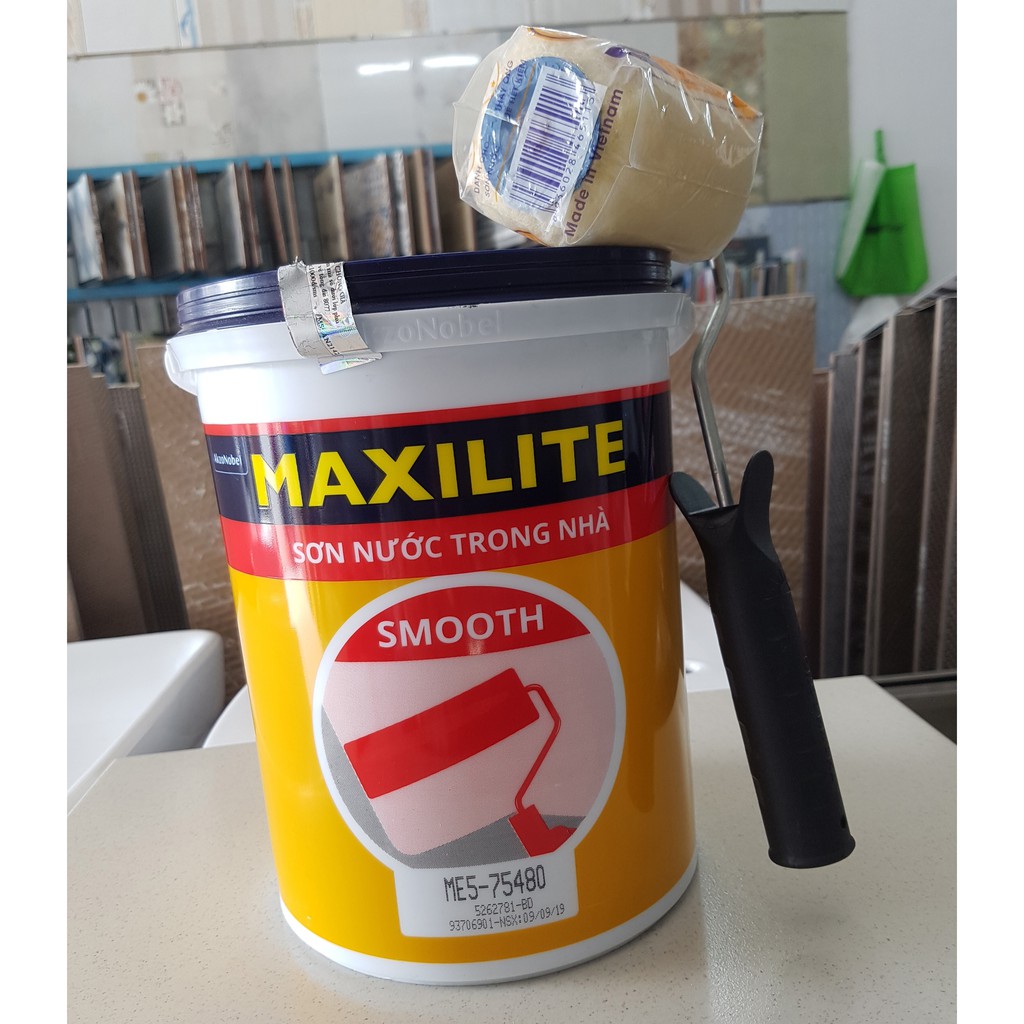 [TẶNG CÂY LĂN] Sơn tường nội thất Maxilite Smooth, màu trắng, 5 lít, bề mặt nhẵn mịn, giá tốt, chất lượng tốt