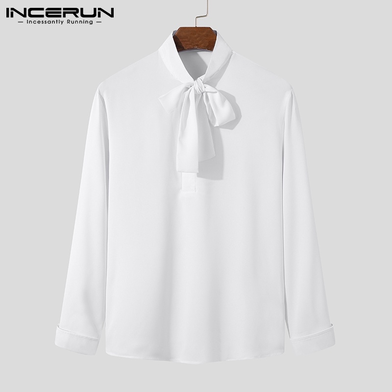 Áo sơ mi INCERUN tay dài màu trơn cài nút thời trang Hàn Quốc cho nam