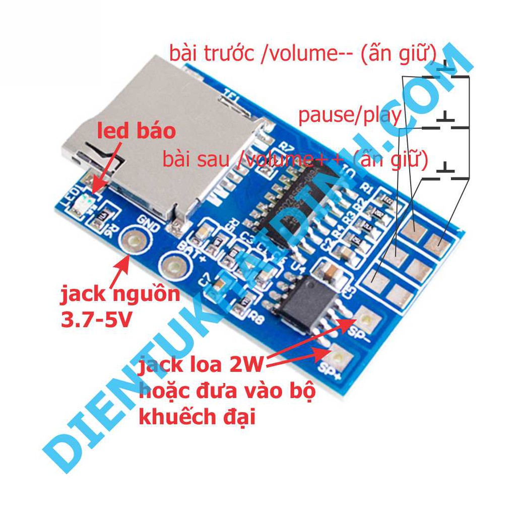 Module Giải Mã MP3 Mini, NHỎ GON, LÀM MÁY NGHE NHẠC kde2193