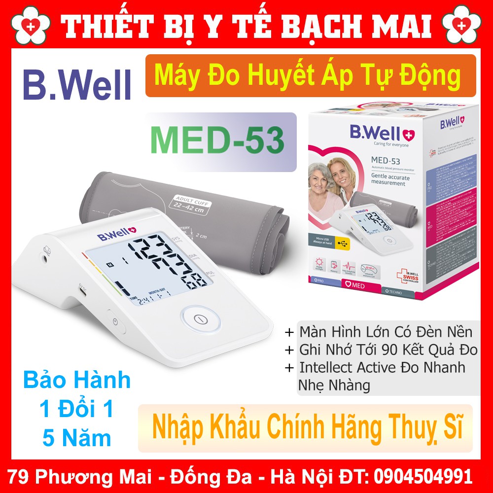 [Chính Hãng SX Tại Thuỵ Sĩ] Máy Đo Huyết Áp Tự Động B Well MED-53 Bảo Hành Dài Hạn 5 Năm