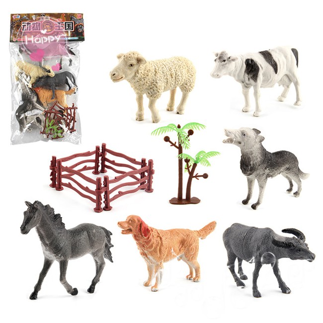 Mini Lovely Plastic Zoo Animal Figure Model Set Giraffe Hippo Tiger Christmas Kids Leopard Toy