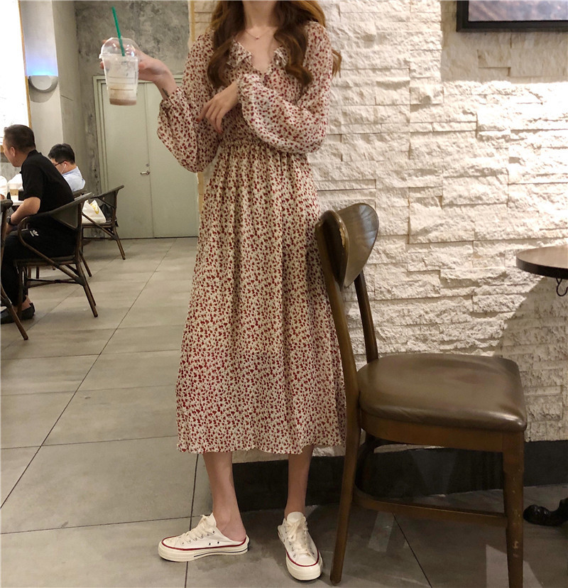 Đầm Hoa Tay Dài Xinh Xắn Dành Cho Nữ