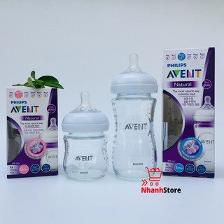 Bình sữa thủy tinh Avent Natural 120ml (núm số 1, trẻ 0 tháng+)