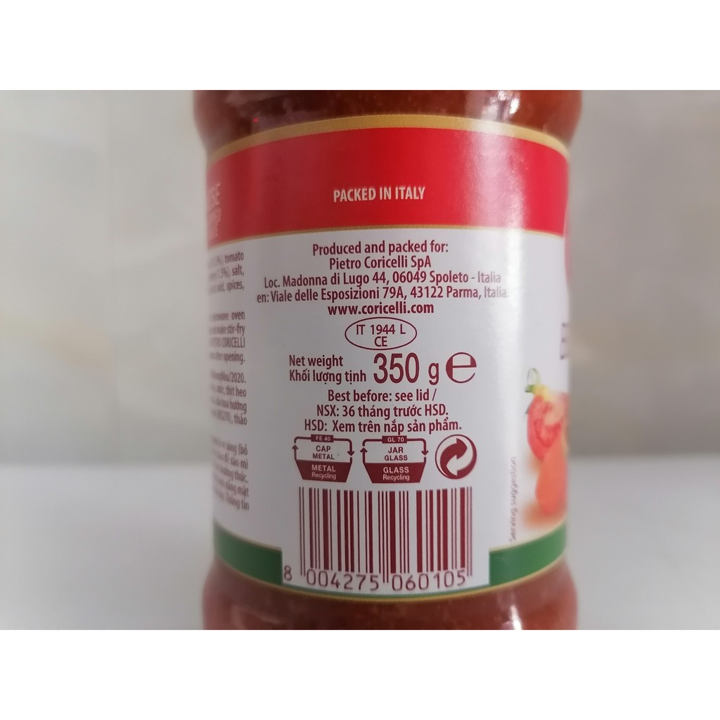 [Lọ 350g – BOLOGNESE ] XỐT CÀ CHUA THỊT BÒ [Italia] PIETRO CORICELLI Bolognese Spaghetti Sauce (nhn)