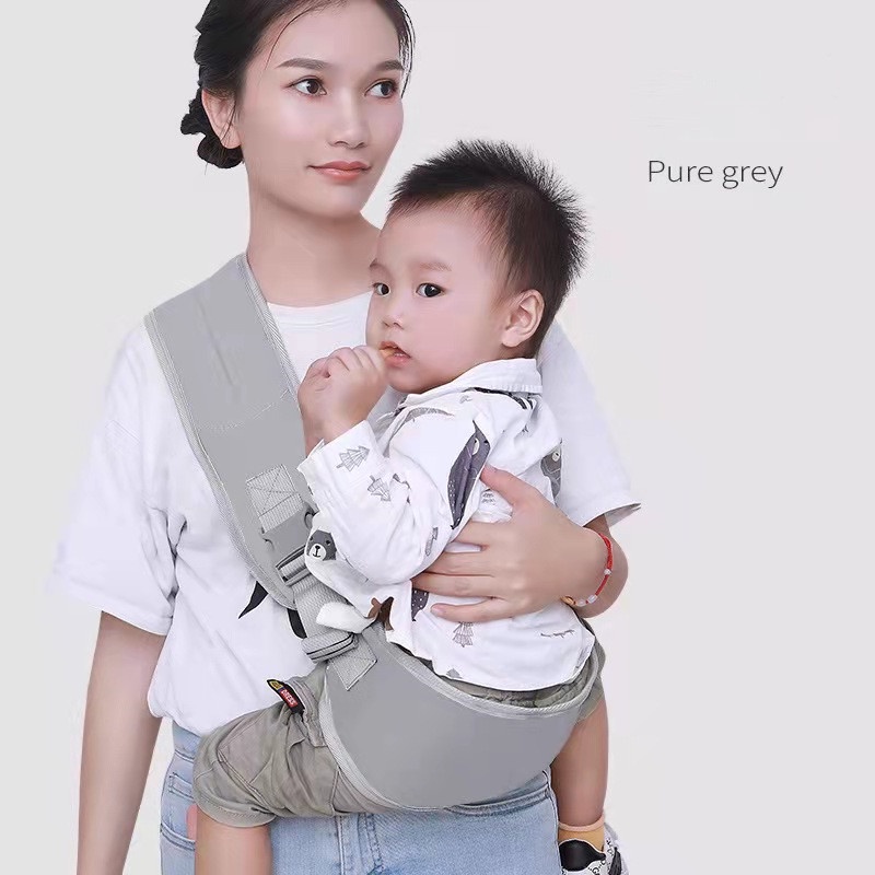 Đai địu em bé đeo một bên vai bằng cotton màu trơn nhỏ gọn tiện dụng
